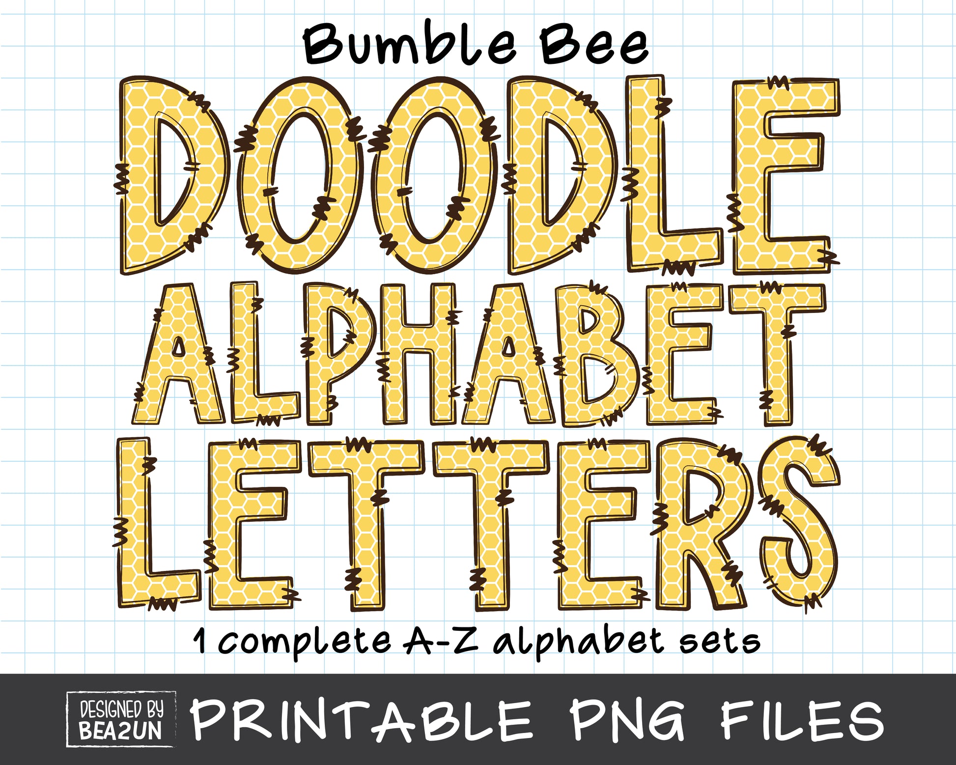 Bumble Bee Doodle Alphabet Letters