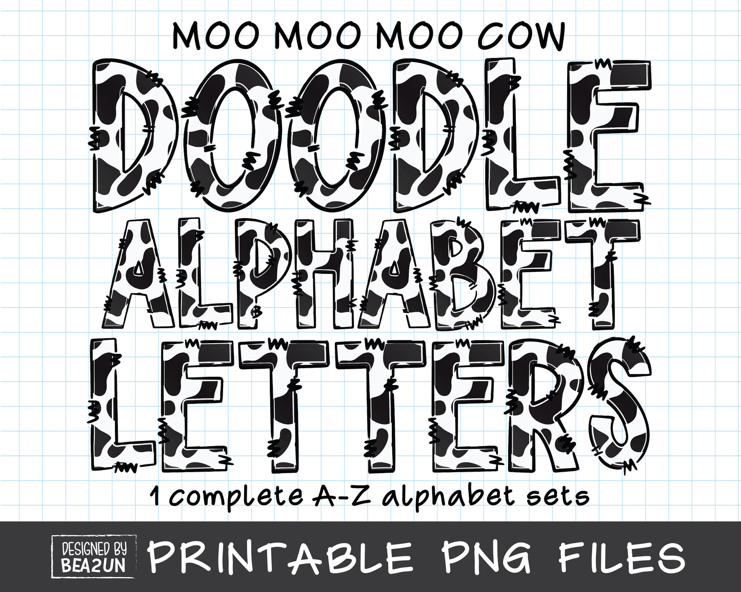 Cow Doodle Alphabet Letters