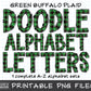 Green Buffalo Plaid Alphabet PNG Sublimation