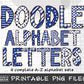 Blue and White Doodle Alphabet Letters Bundle