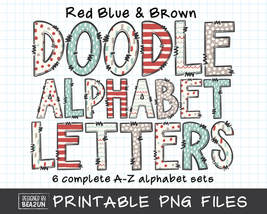 Boho Doodle Alphabet Letters Bundle