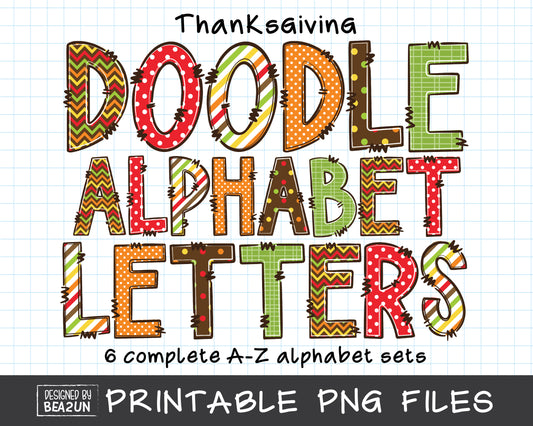 Thanksgiving Doodle Alphabet Letters