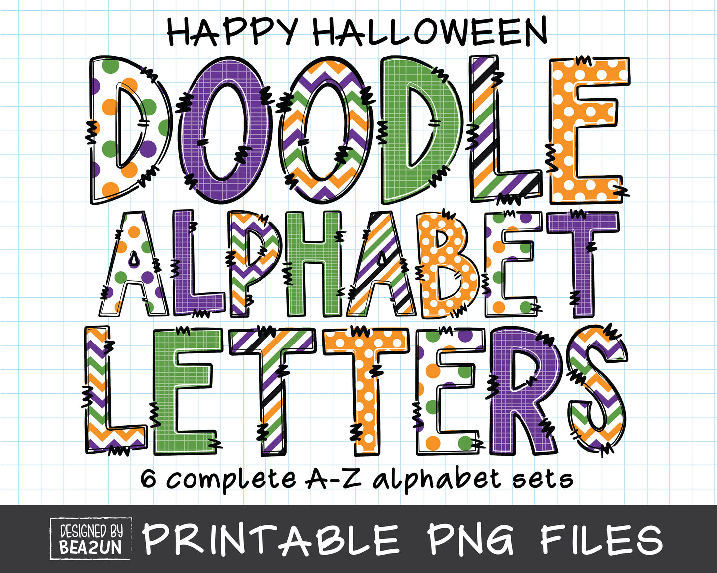 Halloween Doodle Alphabet Letters Bundle