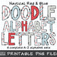 Nautical Red and Blue Doodle Alphabet Letters Bundle