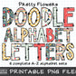 Flowers Doodle Alphabet Letters Bundle