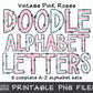 Vintage Pink Roses Doodle Alphabet Letters