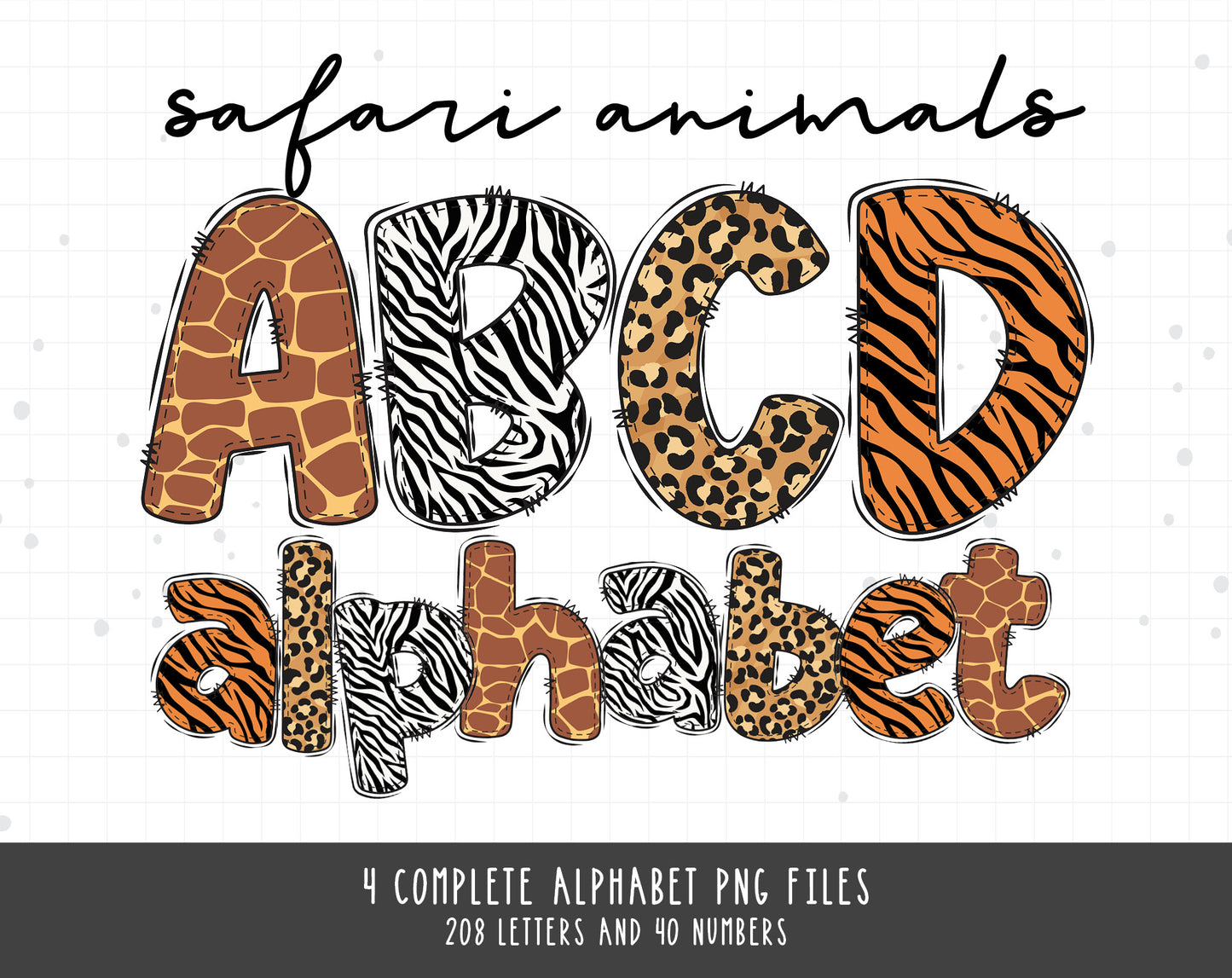 Safari Animal Print Alphabet PNG