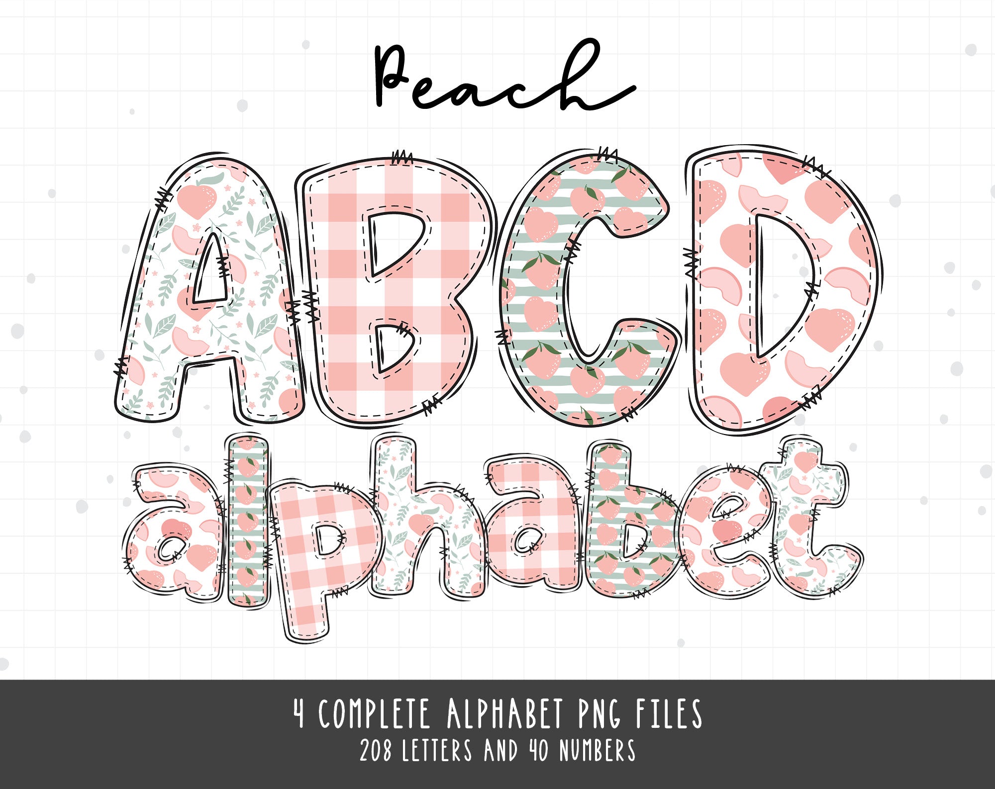 Peach Alphabet PNG Sublimation, Peaches Doodle PNG Letters Bundle, Pri ...