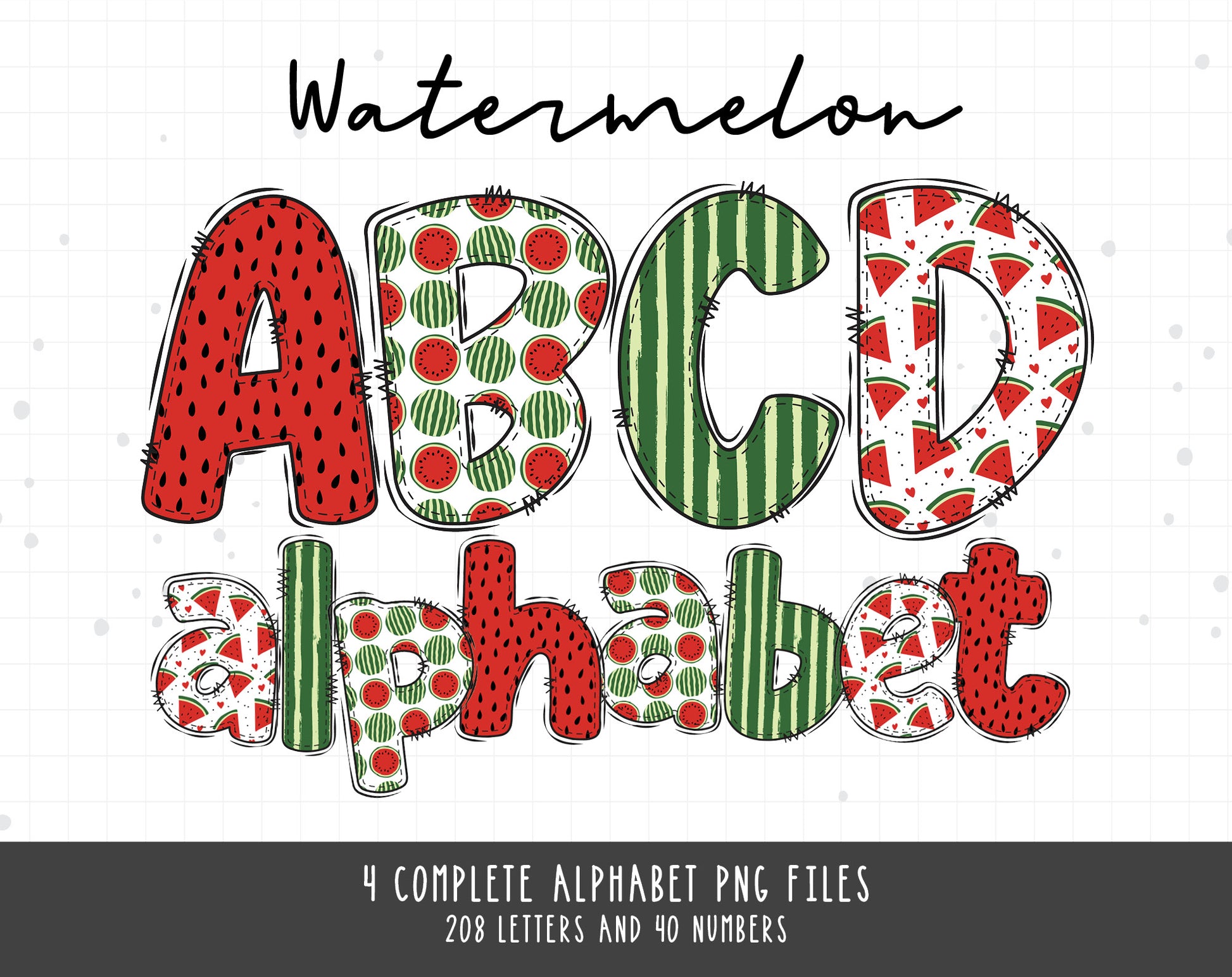 Watermelon Alphabet PNG Sublimation