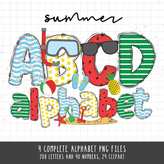 Summer Alphabet Letters PNG Sublimation