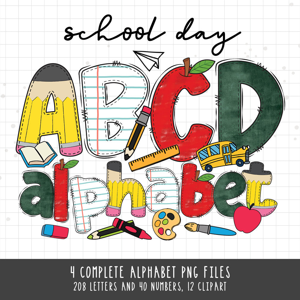 School Alphabet Letters PNG Sublimation