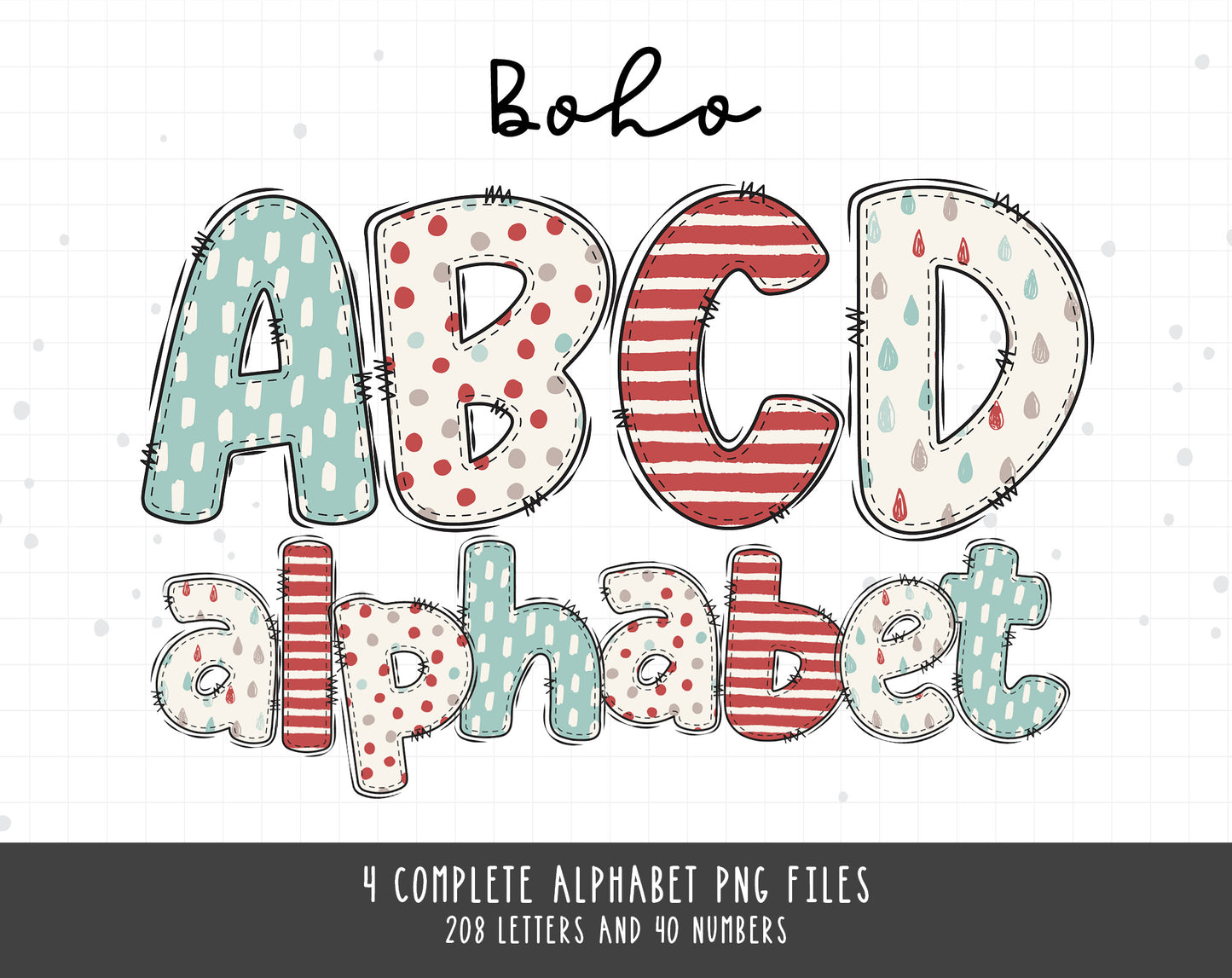 Boho Alphabet PNG Sublimation