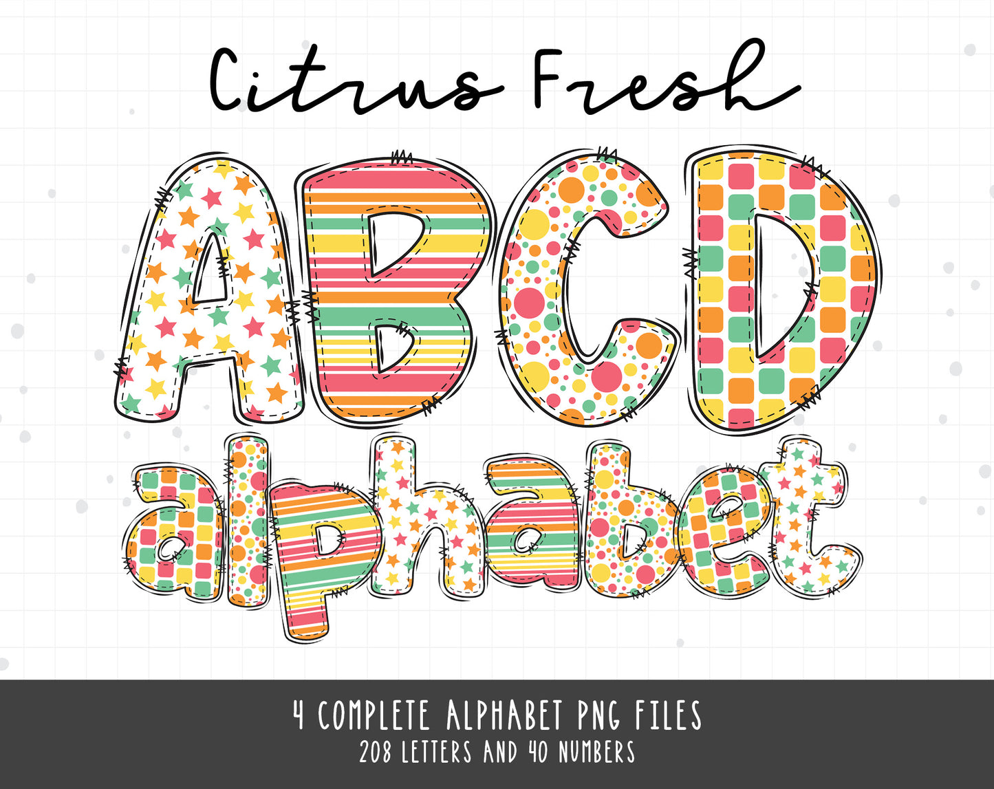 Citrus Alphabet PNG Sublimation