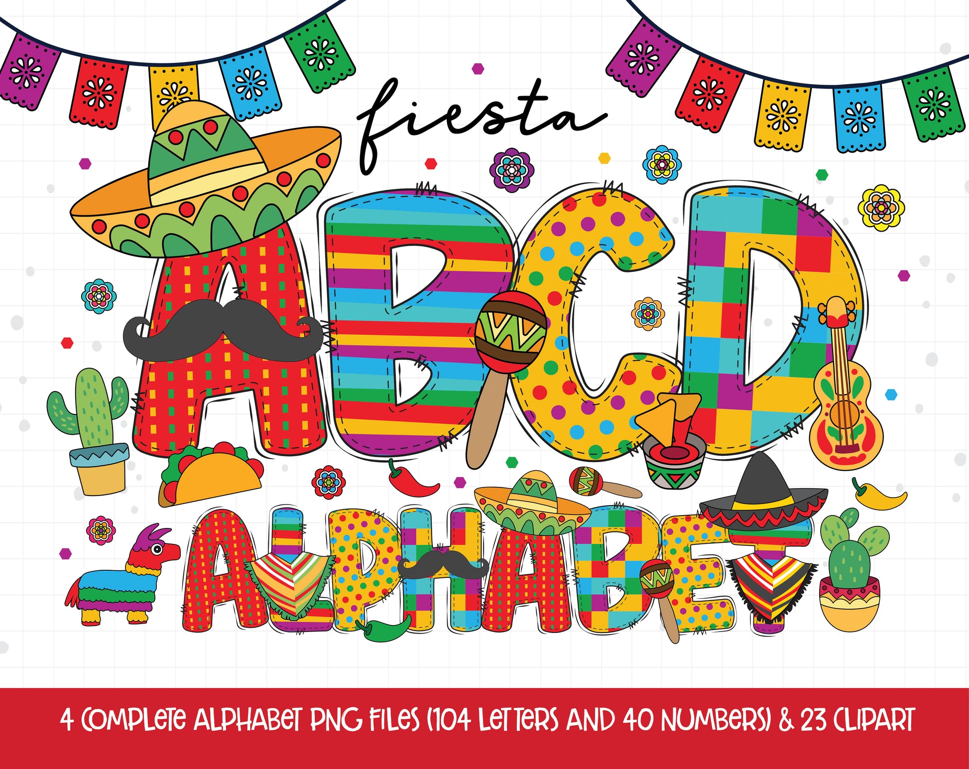 Fiesta Alphabet Letters PNG Clipart