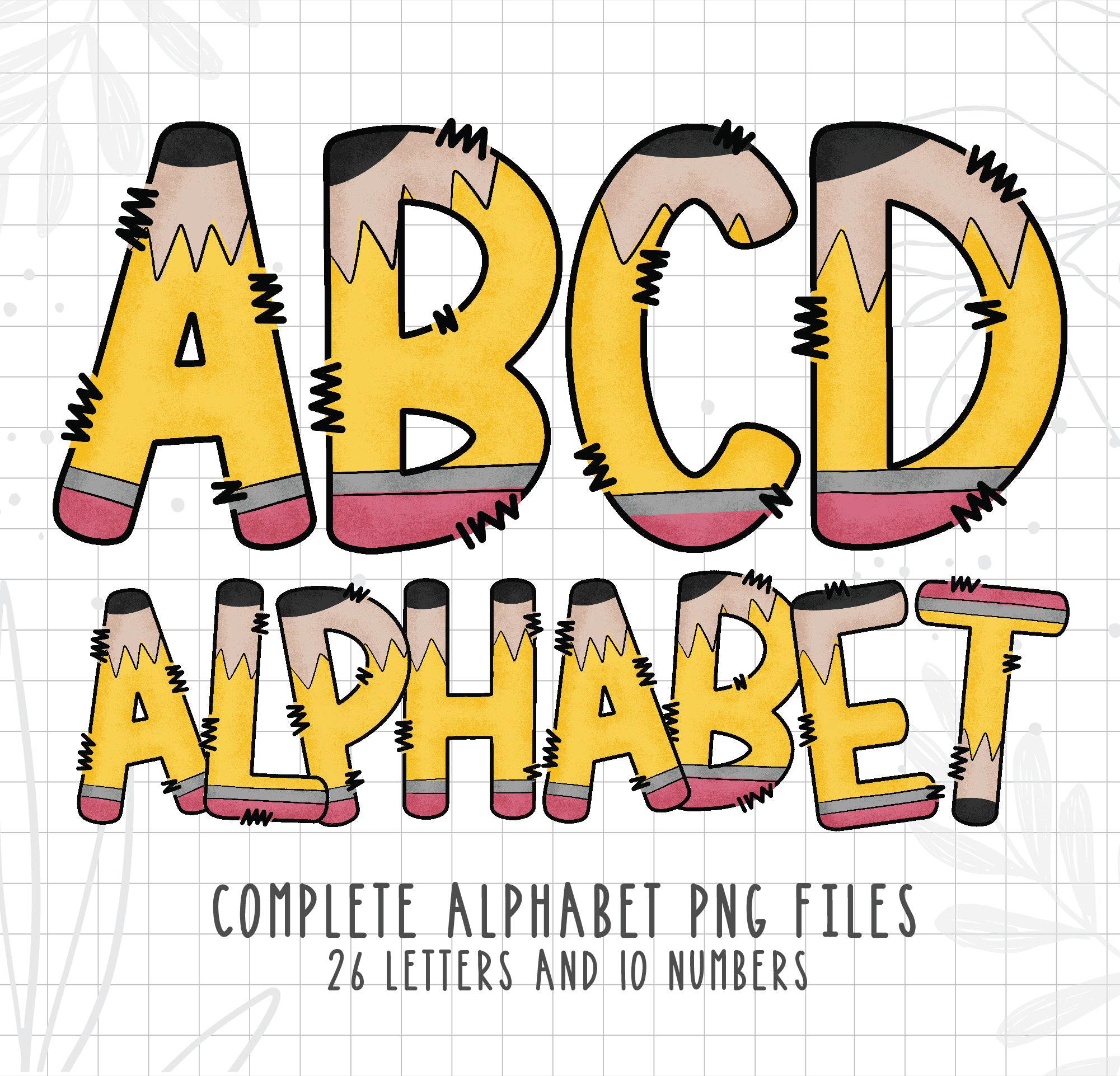 Pencil Alphabet Letters, School Alphabet PNG Sublimation, Pencil PNG L ...