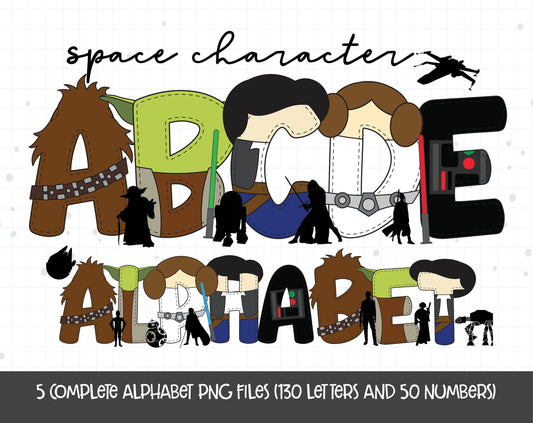 Star Wars Doodle Alphabet Letters PNG Sublimation